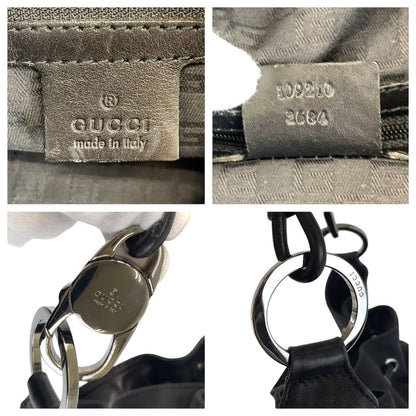 Gucci Black Nylon Leather Hobo Shoulder Bag — view 3
