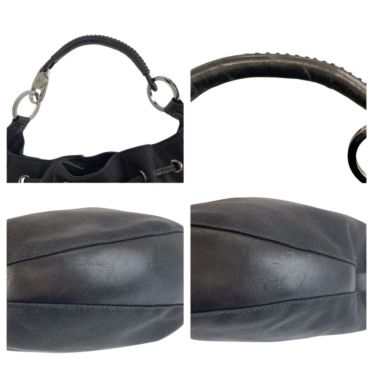 Gucci Black Nylon Leather Hobo Shoulder Bag — view 5