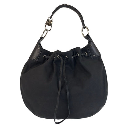 Gucci Black Nylon Leather Hobo Shoulder Bag