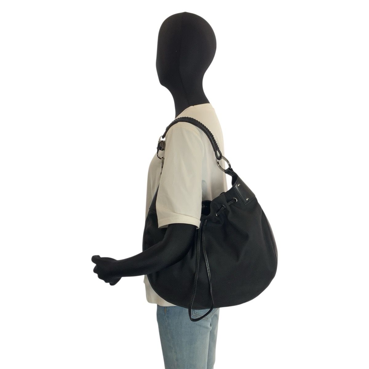 Gucci Black Nylon Leather Hobo Shoulder Bag — view 7