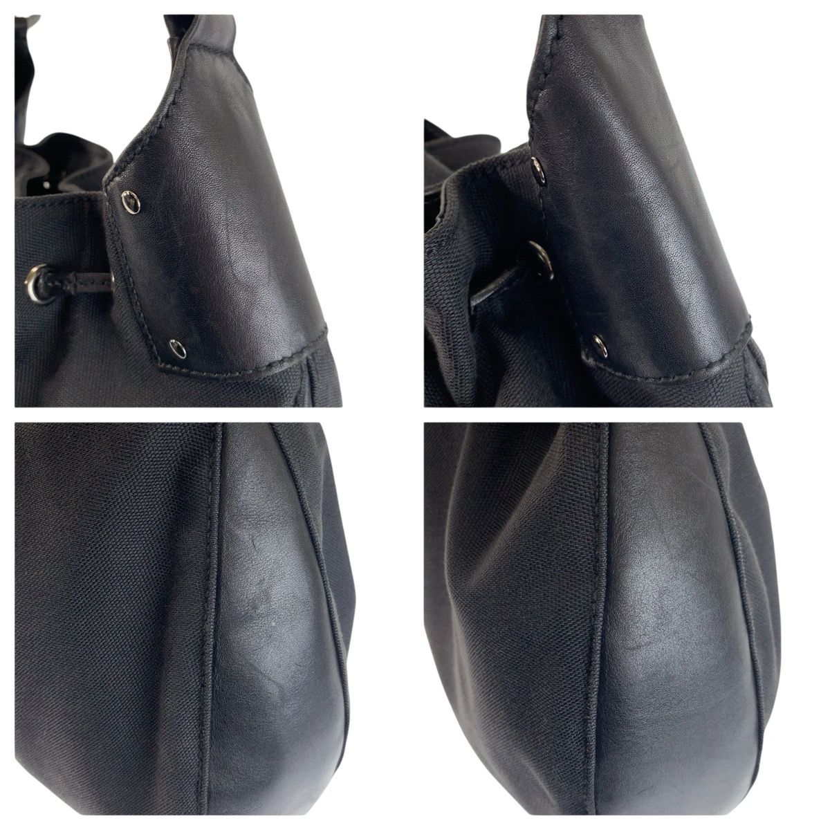 Gucci Black Nylon Leather Hobo Shoulder Bag — view 6
