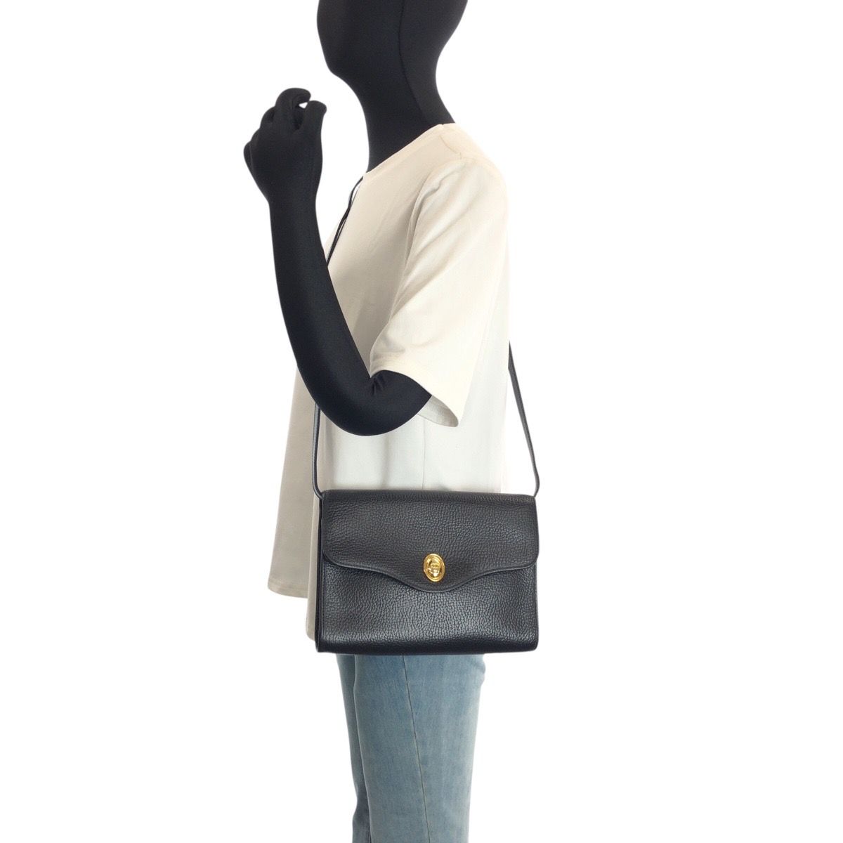 Dior Vintage Black Leather Shoulder Bag Pochette — view 6