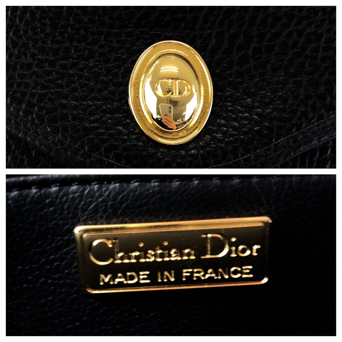 Dior Vintage Black Leather Shoulder Bag Pochette — view 4