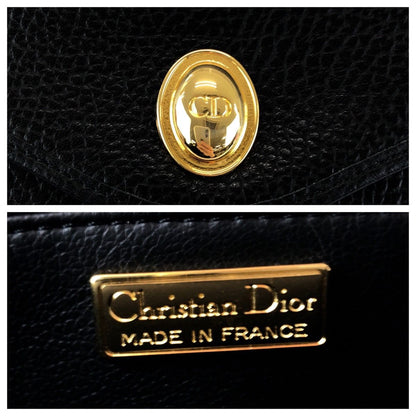 Dior Vintage Black Leather Shoulder Bag Pochette — view 4