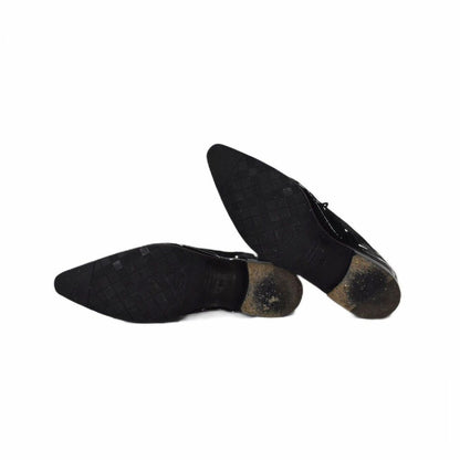 Dolce & Gabbana Derby Shoes Dress Leather Painted Pointed Toe 8.5 Black White — view 4