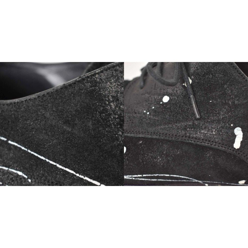 Dolce & Gabbana Derby Shoes Dress Leather Painted Pointed Toe 8.5 Black White — view 9