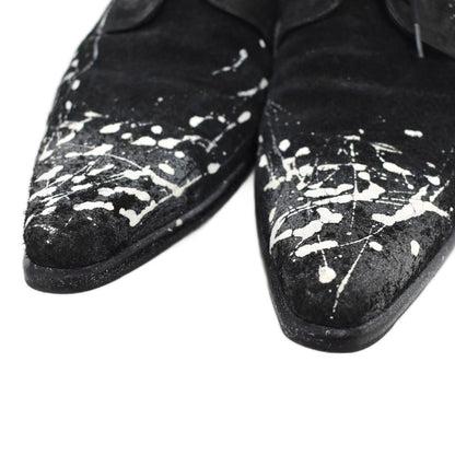 Dolce & Gabbana Derby Shoes Dress Leather Painted Pointed Toe 8.5 Black White — view 6