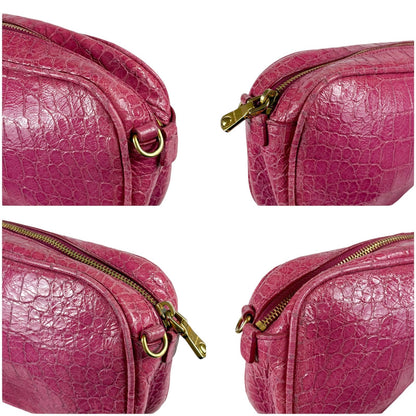 Miu Miu Miu Croco Embossed Leather Mini Shoulder Bag Pink Pochette Gold Charm — view 7
