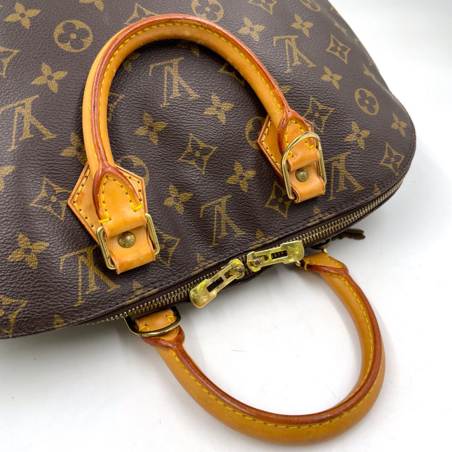 Louis Vuitton Alma PM Monogram Leather Brown Light Handbag Gold — view 8