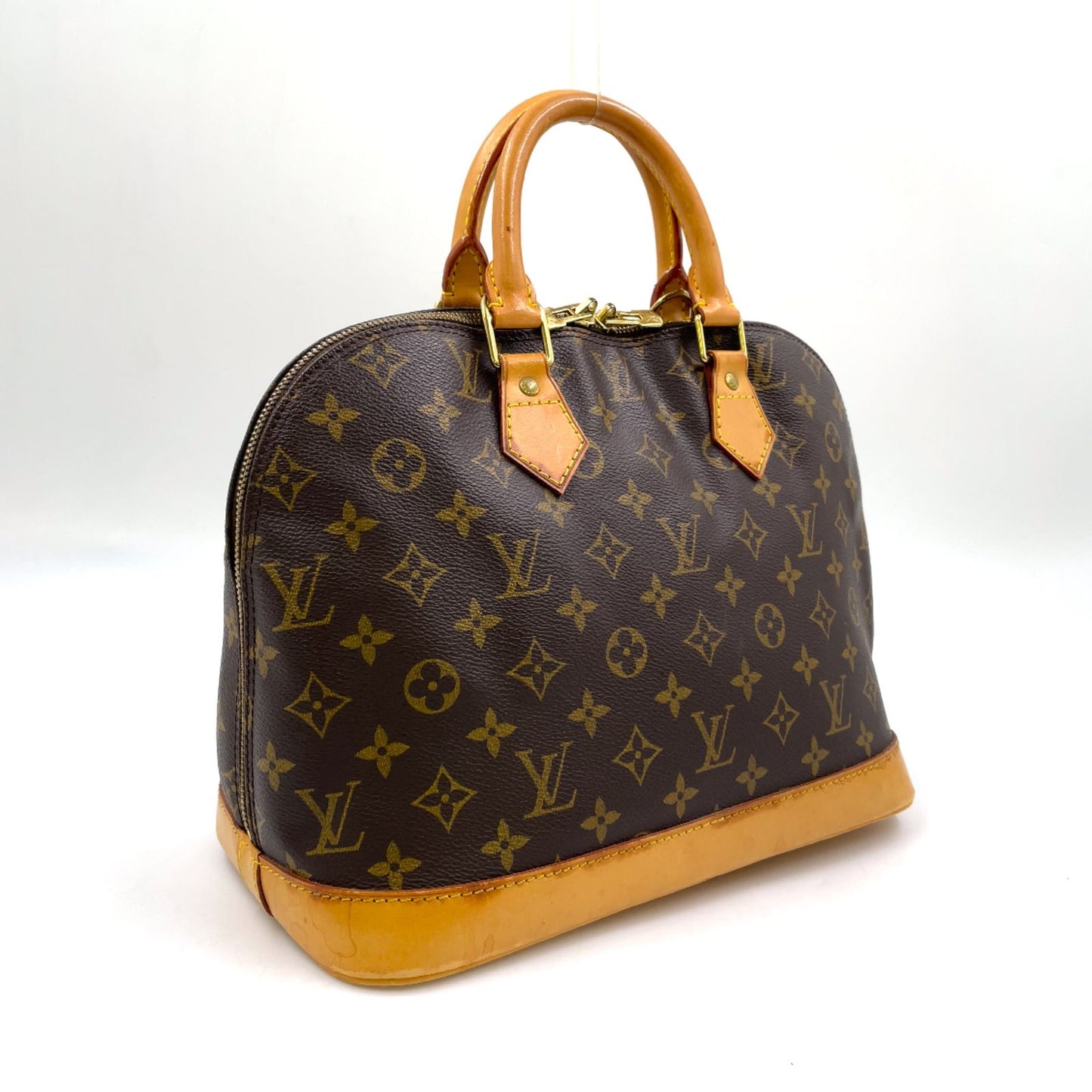 Louis Vuitton Alma PM Monogram Leather Brown Light Handbag Gold — view 2