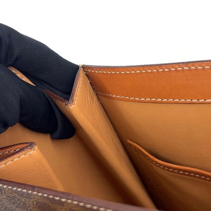 Celine Macadam Pattern Turnlock 2-Way Shoulder Leather Brown Handbag Gold — view 6
