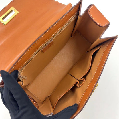 Celine Macadam Pattern Turnlock 2-Way Shoulder Leather Brown Handbag Gold — view 3