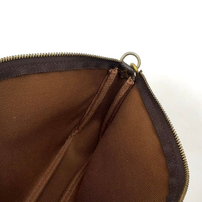 Louis Vuitton Pochette Monogram Leather Brown Handbag Gold — view 6