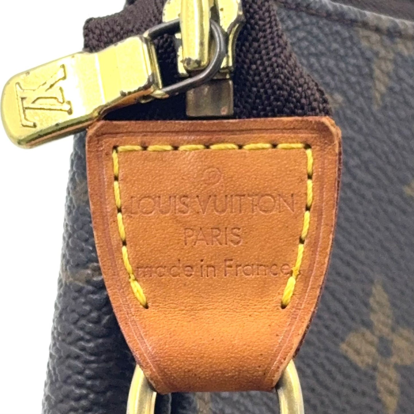 Louis Vuitton Pochette Monogram Leather Brown Handbag Gold — view 4