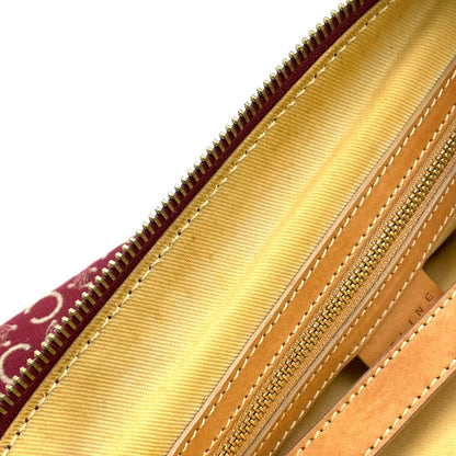 Celine C Macadam Leather Canvas Red Handbag Gold — view 7