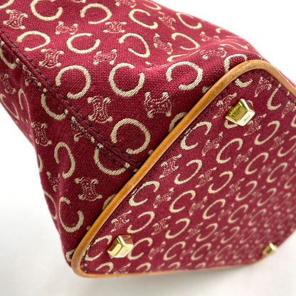 Celine C Macadam Leather Canvas Red Handbag Gold — view 9