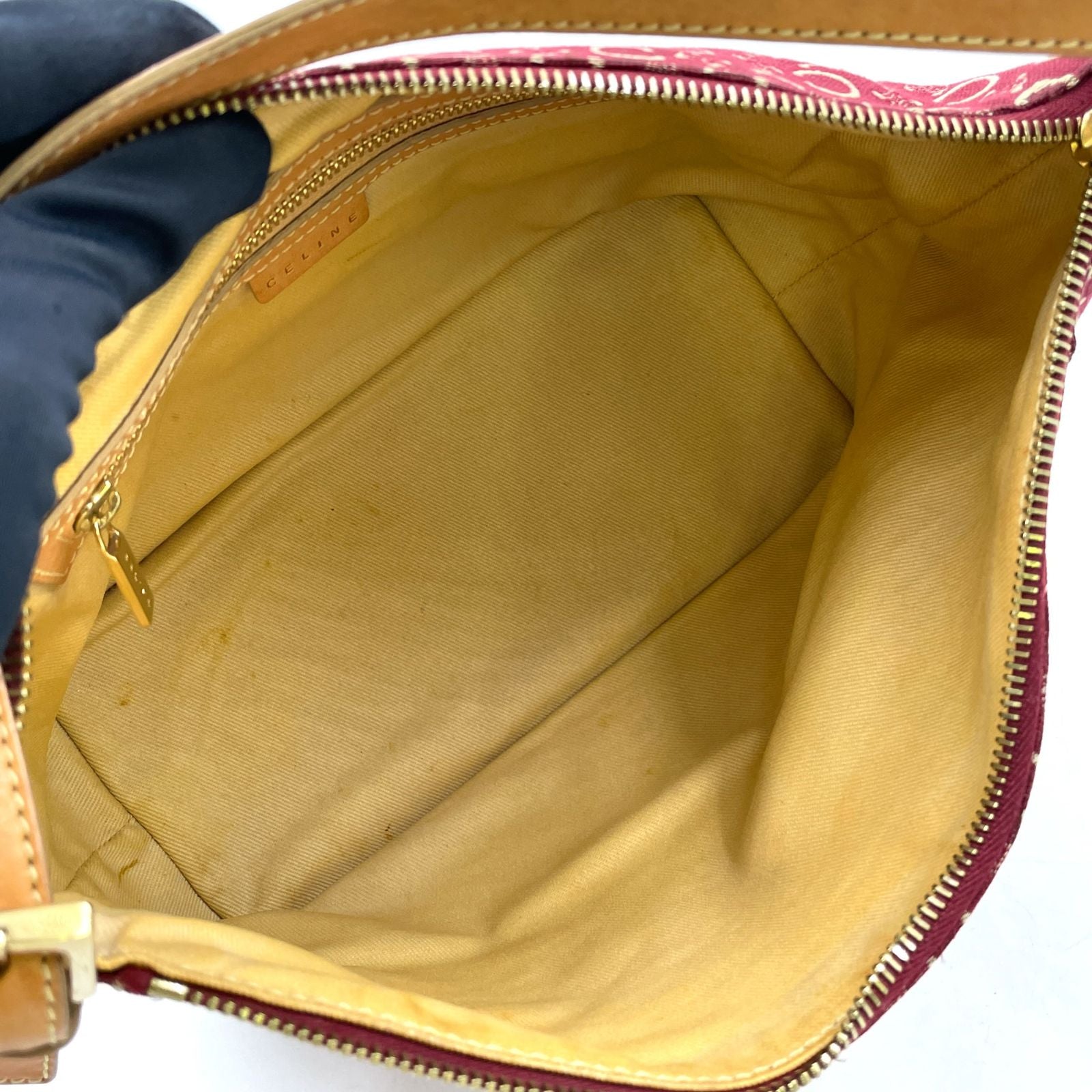 Celine C Macadam Leather Canvas Red Handbag Gold — view 4