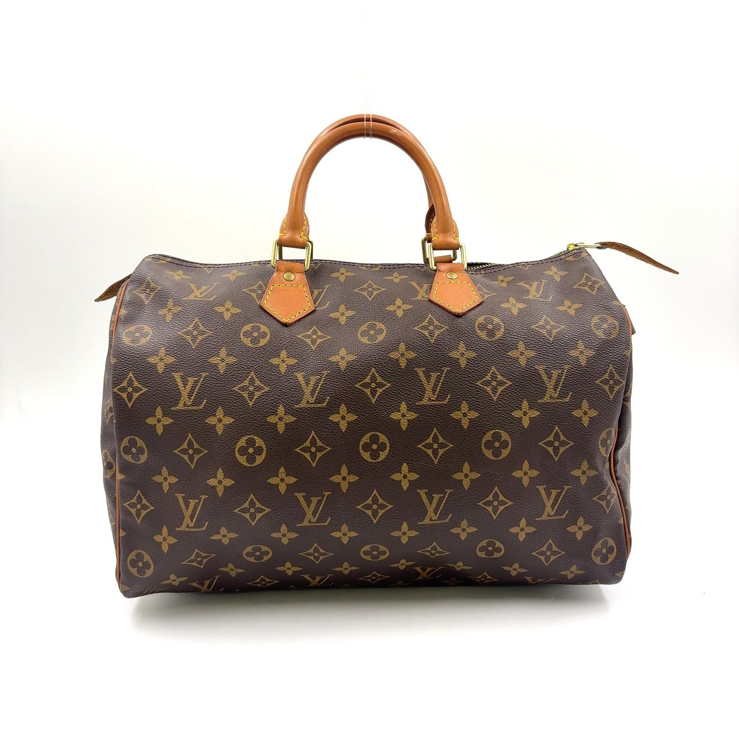 Louis Vuitton Speedy 35 Monogram Leather Brown Handbag Gold