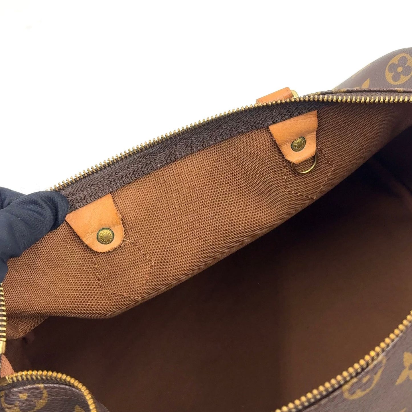 Louis Vuitton Speedy 35 Monogram Leather Brown Handbag Gold — view 8
