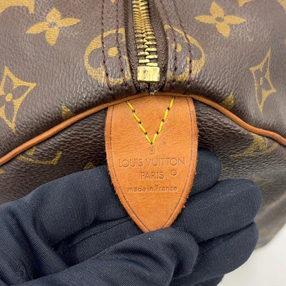 Louis Vuitton Speedy 35 Monogram Leather Brown Handbag Gold — view 4