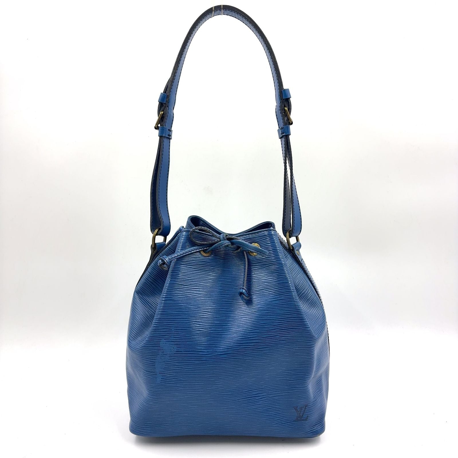 Louis Vuitton Petit Noe Epi Toledo Blue Leather Shoulder Bag Gold
