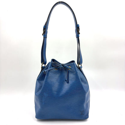 Louis Vuitton Petit Noe Epi Toledo Blue Leather Shoulder Bag Gold