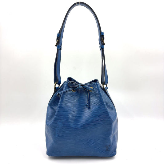 Louis Vuitton Petit Noe Epi Toledo Blue Leather Shoulder Bag Gold