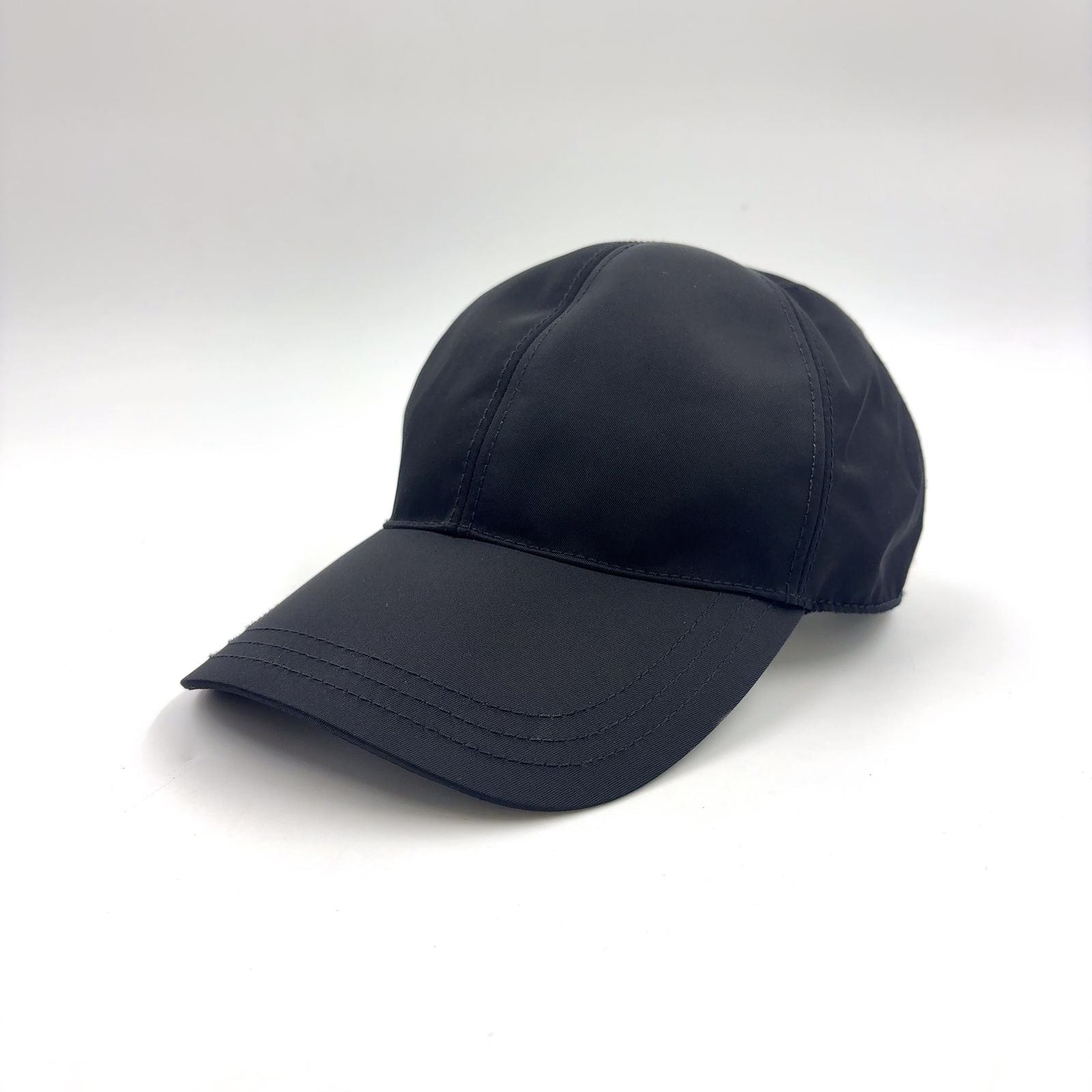 Prada Triangle Logo Nylon Black Hat
