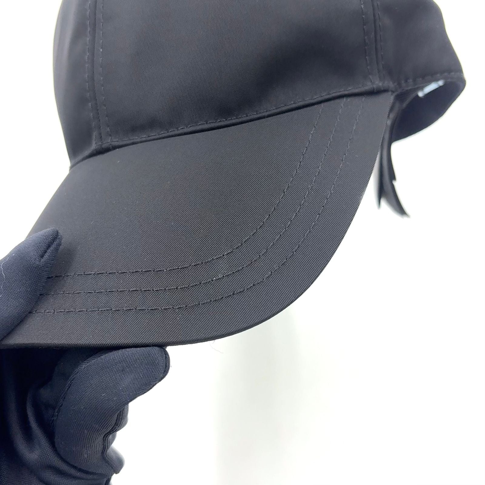 Prada Triangle Logo Nylon Black Hat — view 9