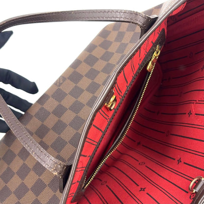 Louis Vuitton Neverfull PM Damier Ebene Leather Brown Tote Gold — view 9