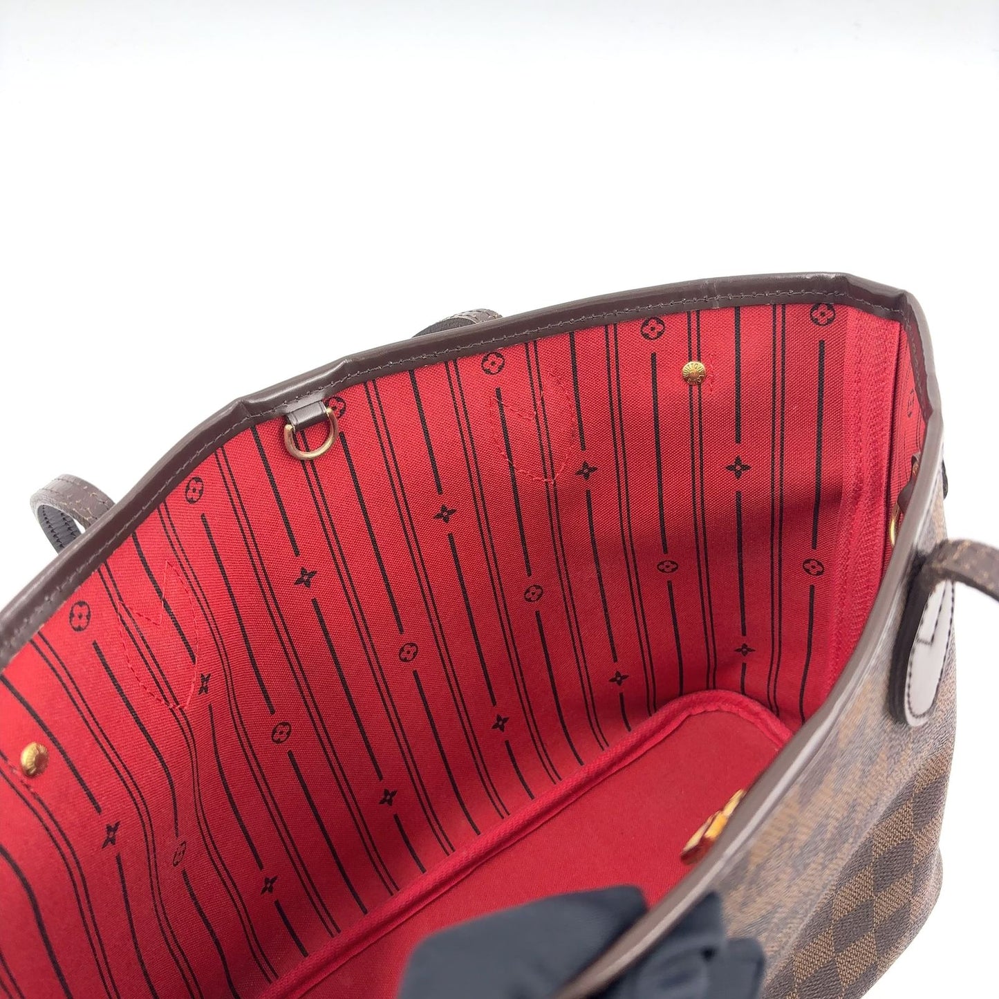 Louis Vuitton Neverfull PM Damier Ebene Leather Brown Tote Gold — view 5