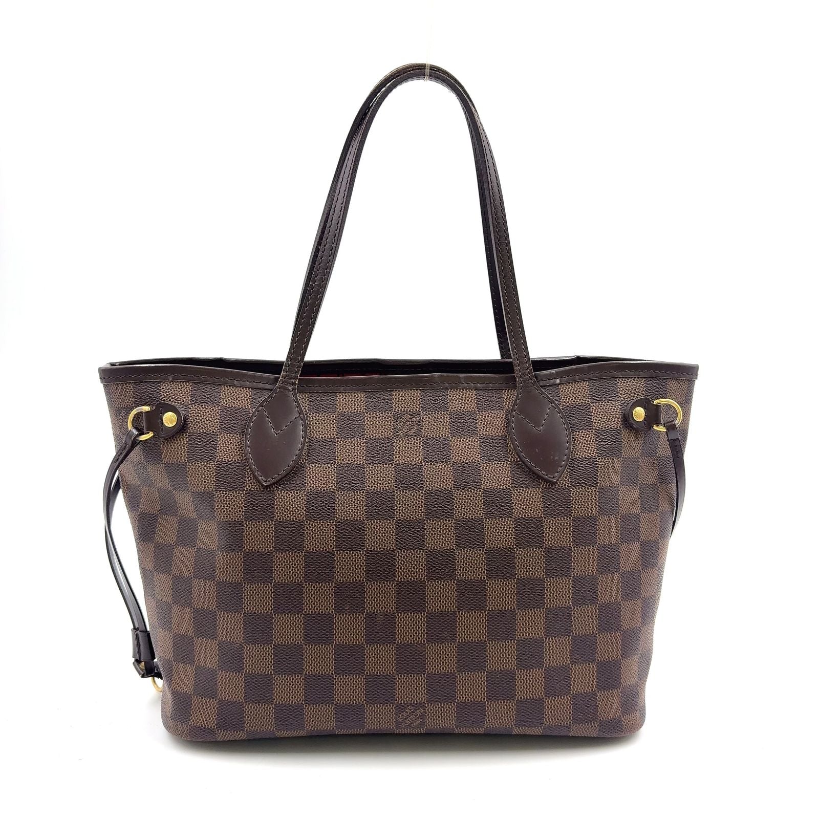 Louis Vuitton Neverfull PM Damier Ebene Leather Brown Tote Gold