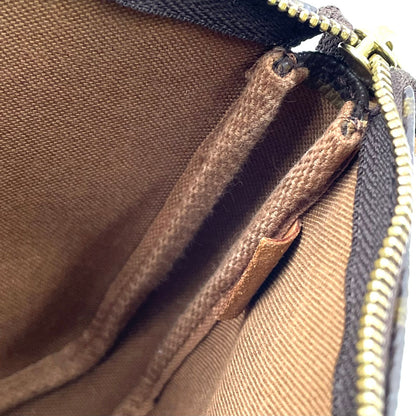 Louis Vuitton Pochette Monogram Leather Brown Handbag Gold — view 6