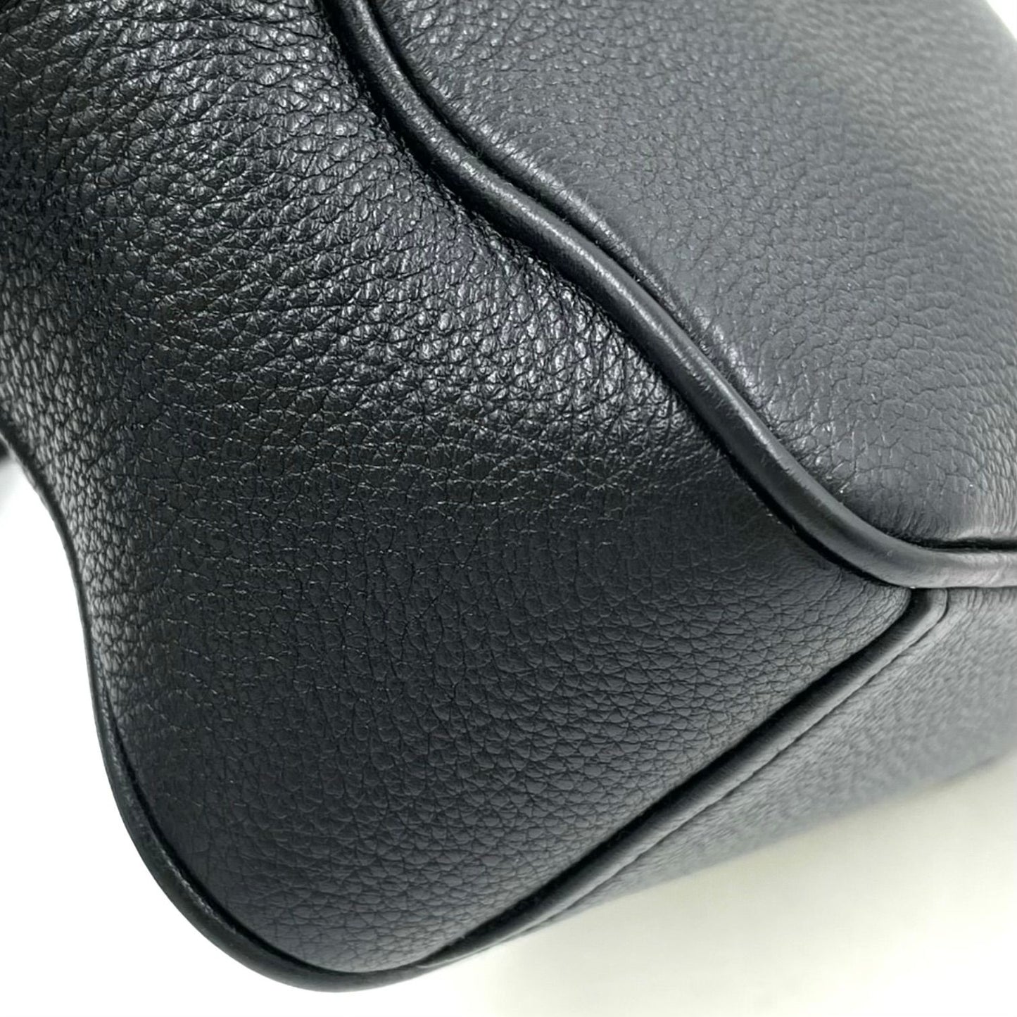 Prada Gold Logo Leather Black Shoulder Bag — view 7