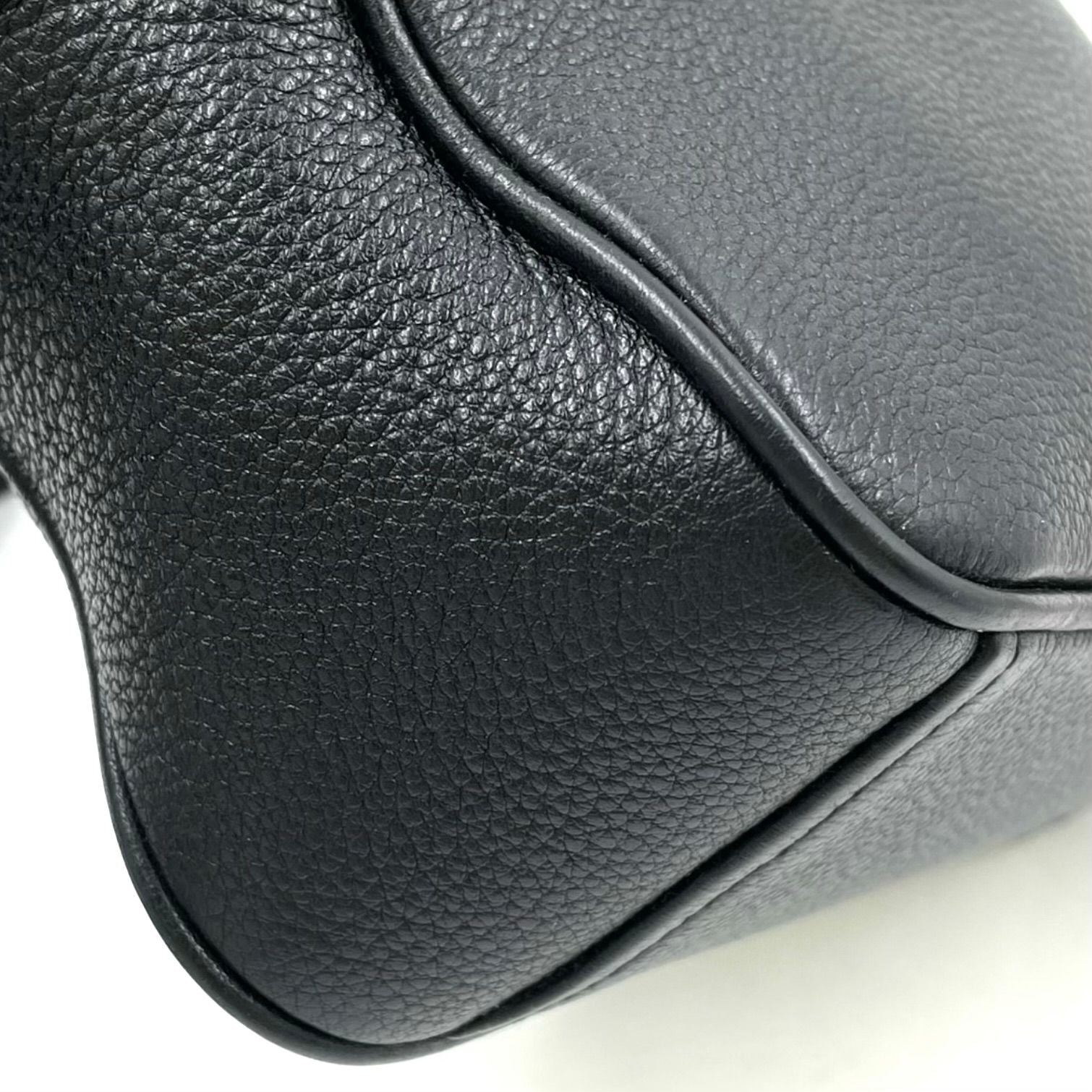 Prada Gold Logo Leather Black Shoulder Bag — view 7