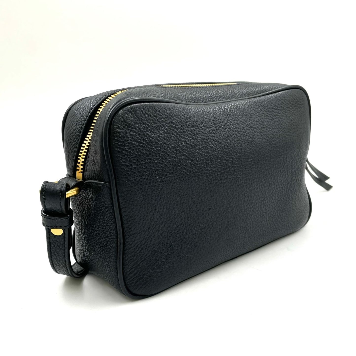 Prada Gold Logo Leather Black Shoulder Bag — view 2