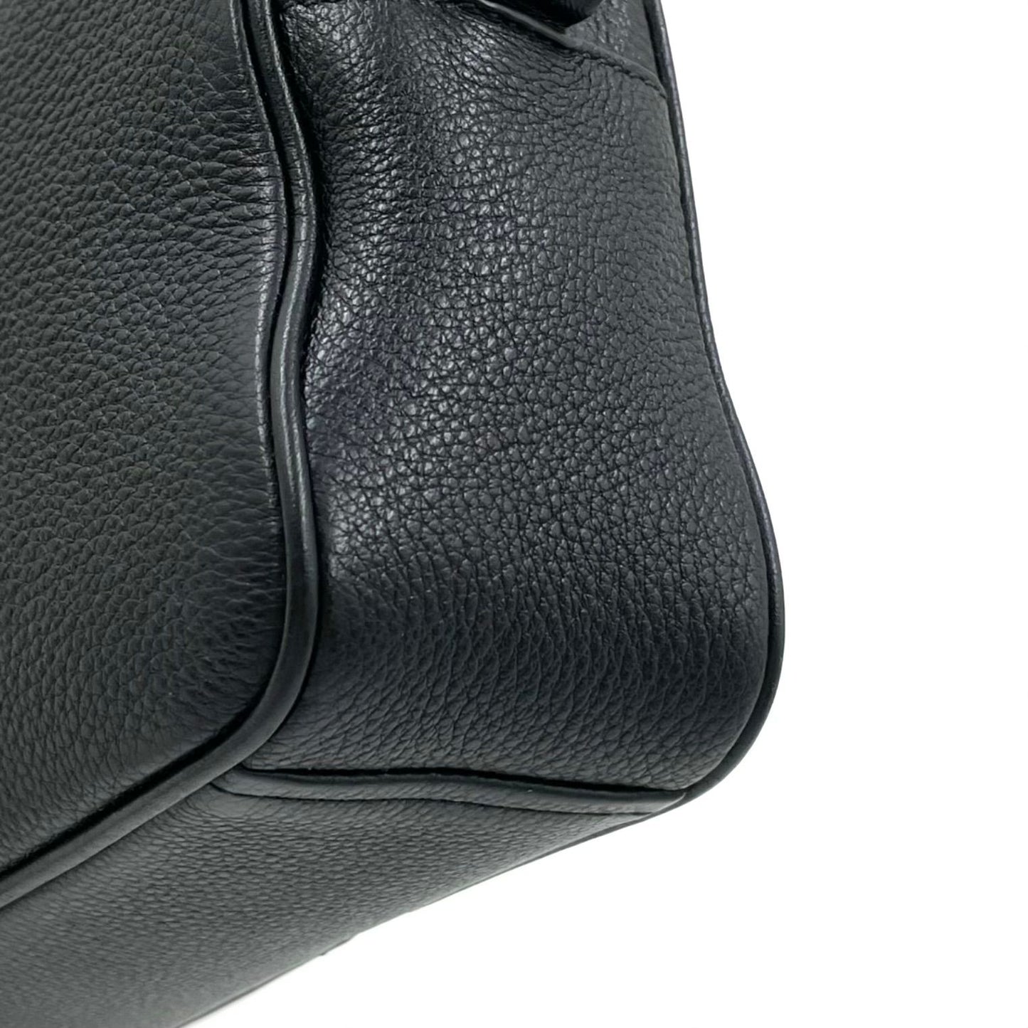 Prada Gold Logo Leather Black Shoulder Bag — view 8