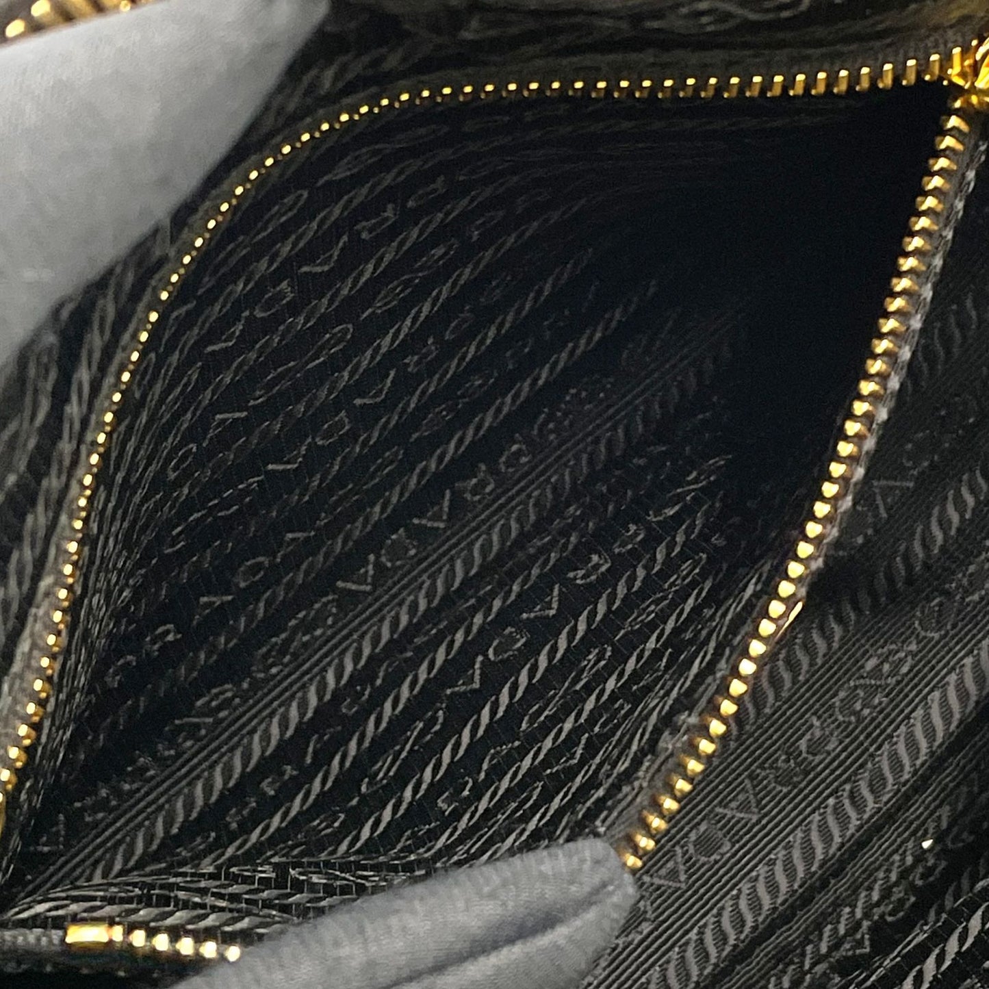 Prada Gold Logo Leather Black Shoulder Bag — view 6