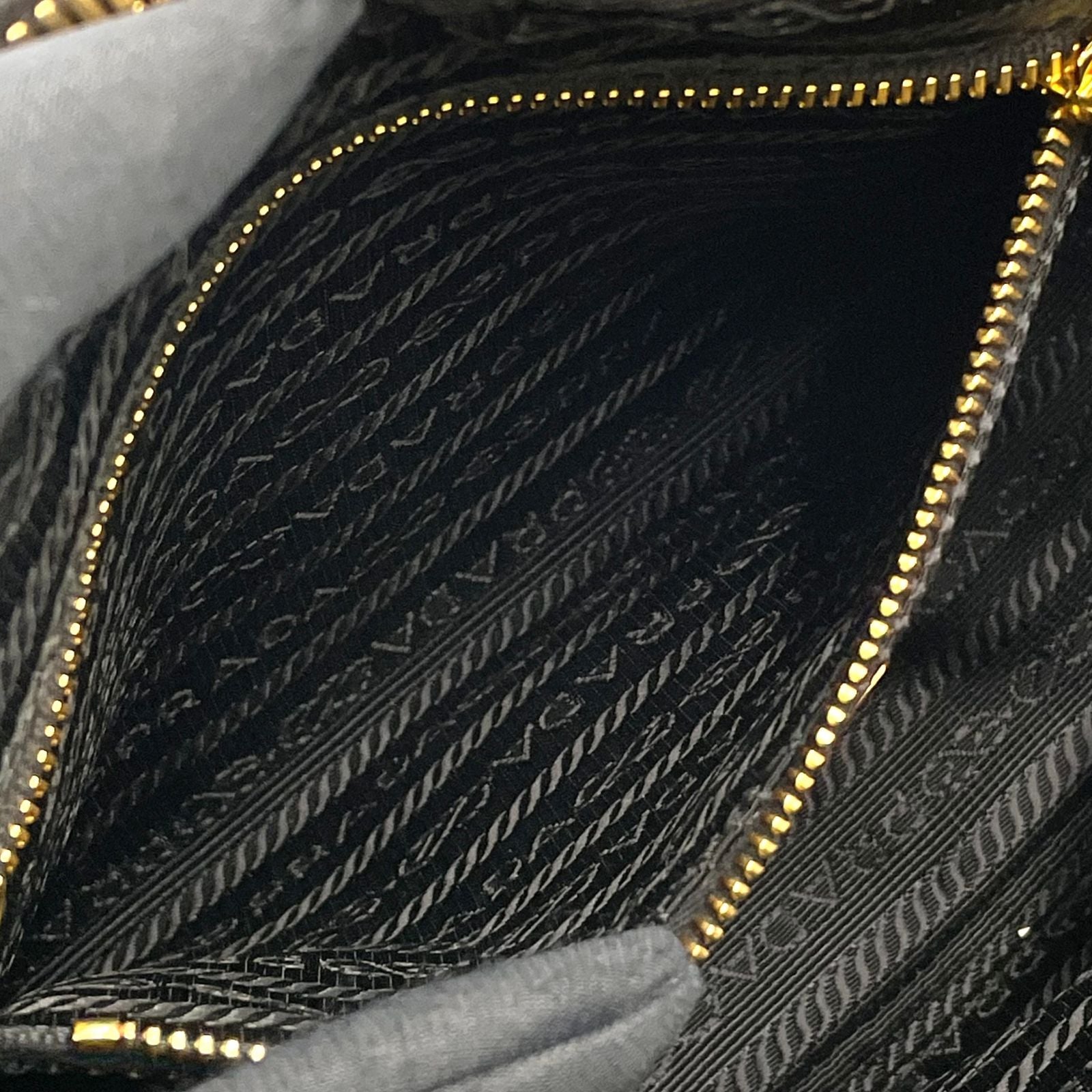 Prada Gold Logo Leather Black Shoulder Bag — view 6