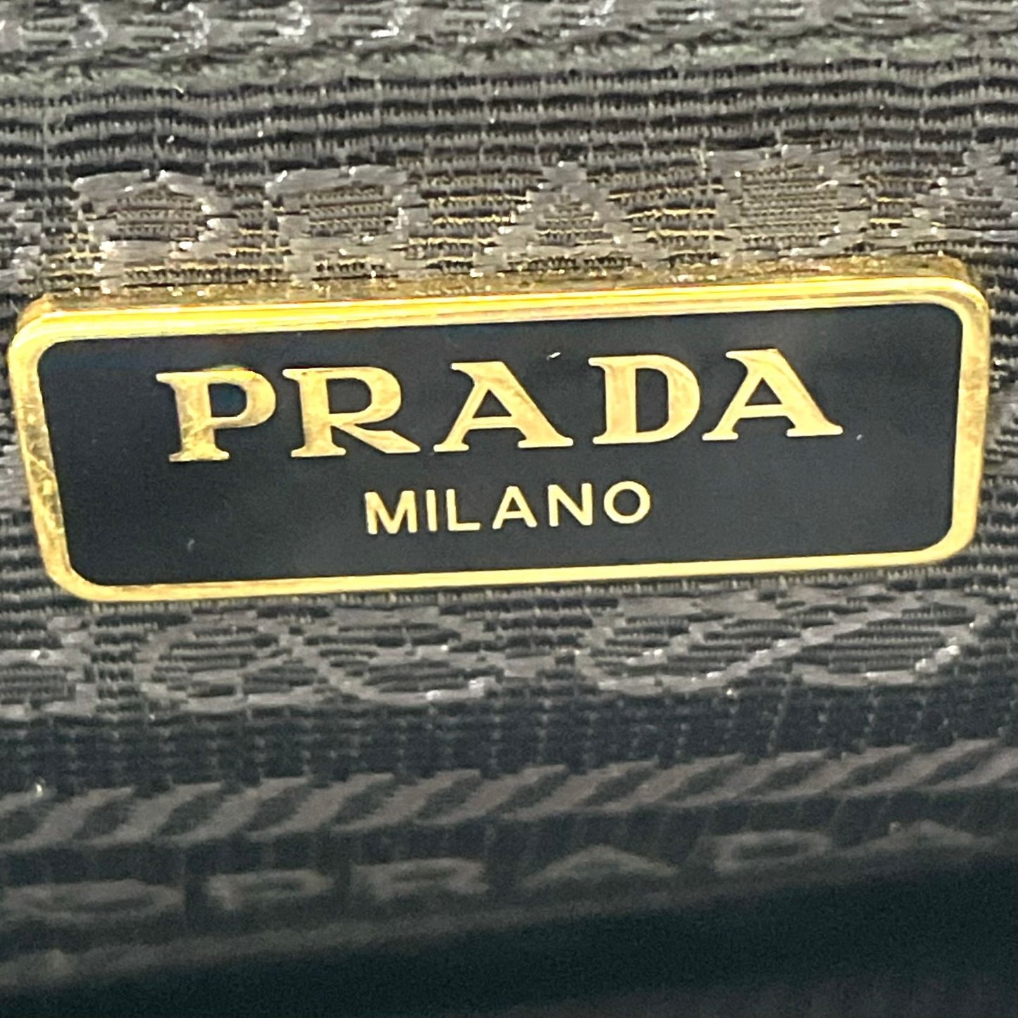 Prada Gold Logo Leather Black Shoulder Bag — view 3