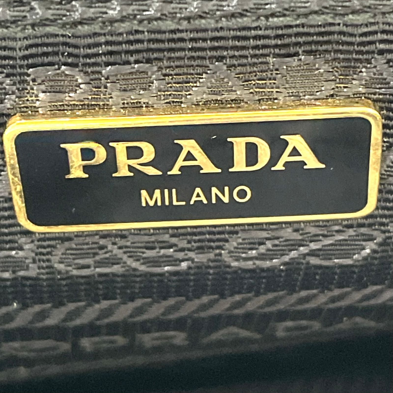 Prada Gold Logo Leather Black Shoulder Bag — view 3