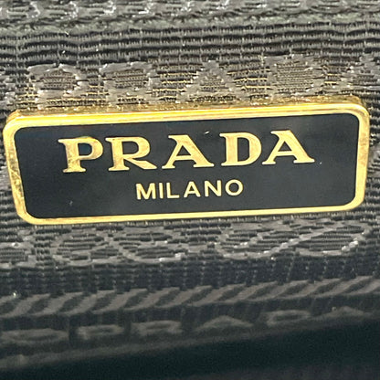 Prada Gold Logo Leather Black Shoulder Bag — view 3