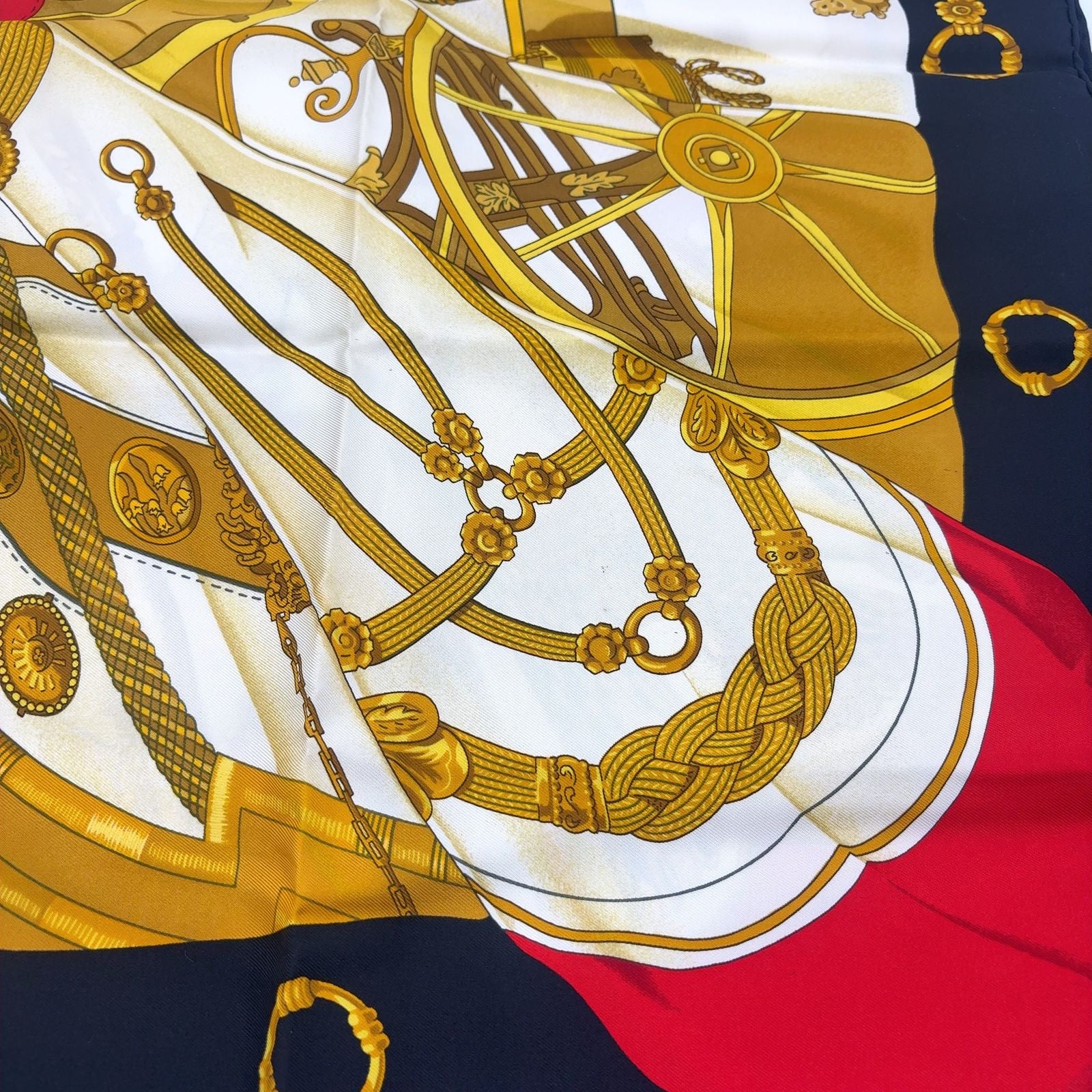 Hermes Soleil de Soie Carre 90 Silk Gold Multicolor Scarf — view 4