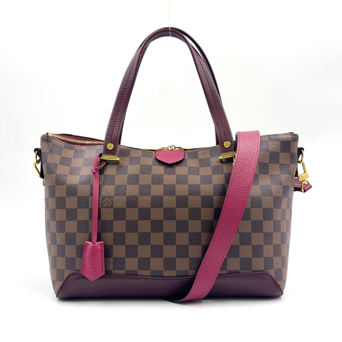 Louis Vuitton Hyde Park Damier Ebene Fuchsia Leather Purple Brown Handbag