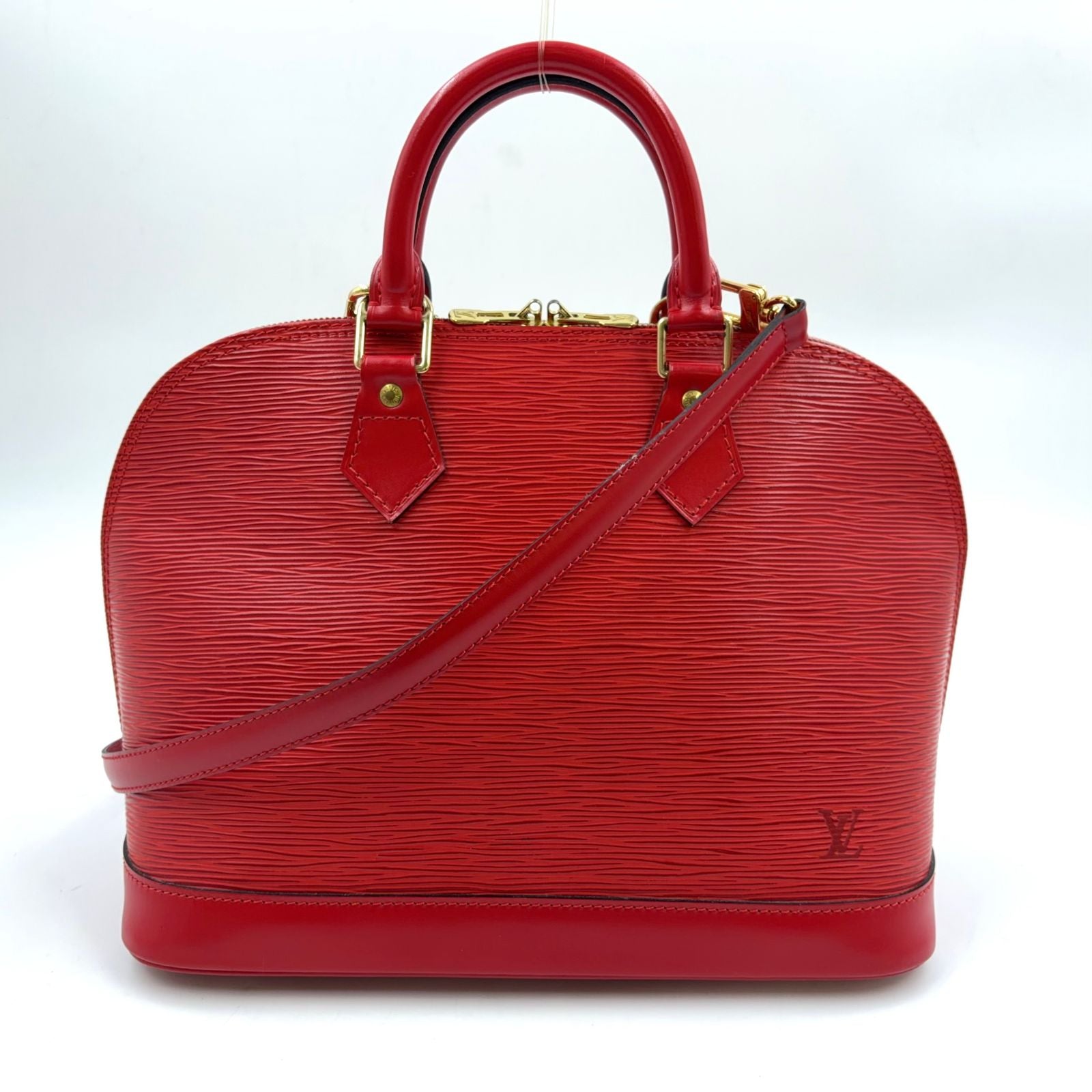 Louis Vuitton Alma Epi Castilian Red Leather Handbag Gold