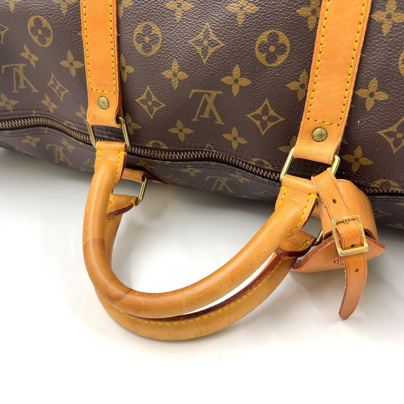 Louis Vuitton Keepall 60 Monogram Leather Brown Boston Bag Gold — view 9