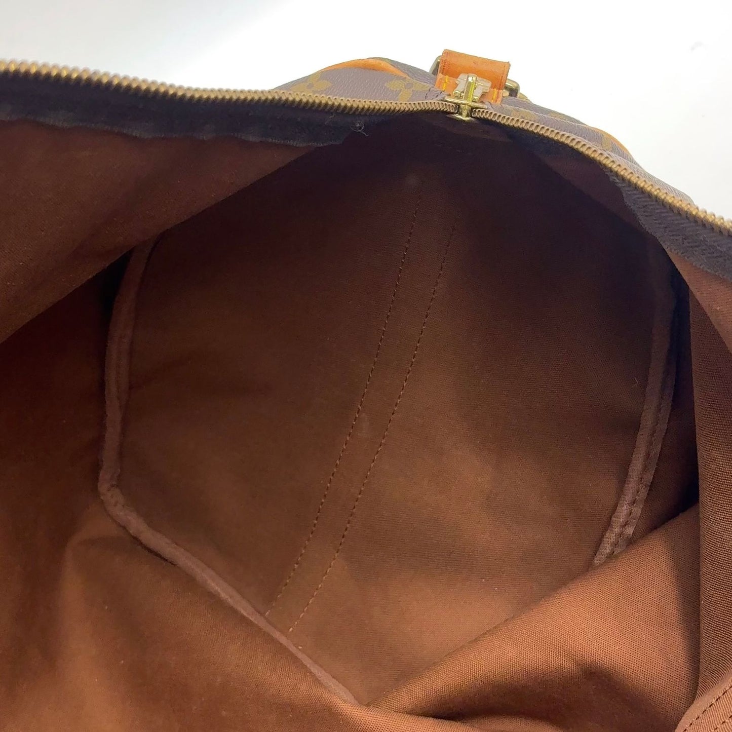 Louis Vuitton Keepall 60 Monogram Leather Brown Boston Bag Gold — view 7