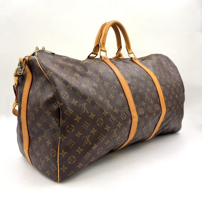 Louis Vuitton Keepall 60 Monogram Leather Brown Boston Bag Gold — view 2