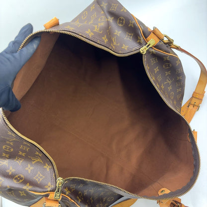 Louis Vuitton Keepall 60 Monogram Leather Brown Boston Bag Gold — view 3
