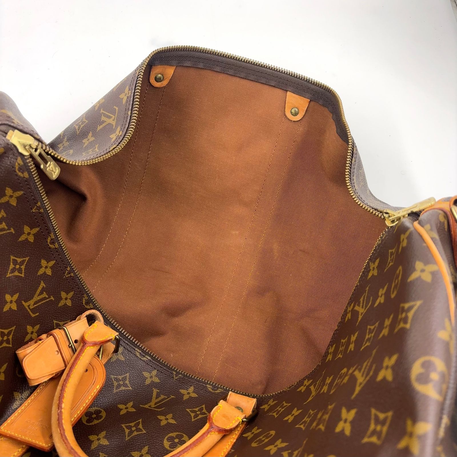 Louis Vuitton Keepall 60 Monogram Leather Brown Boston Bag Gold — view 6